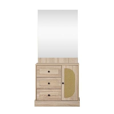 Bali 160x200 Queen Bed+2Nightstands+Dresser+Mirror-Light Oak