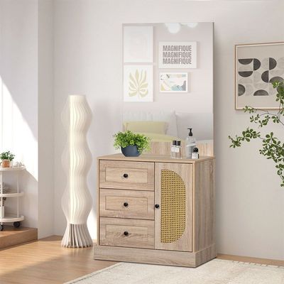 Bali 160x200 Queen Bed+2Nightstands+Dresser+Mirror-Light Oak