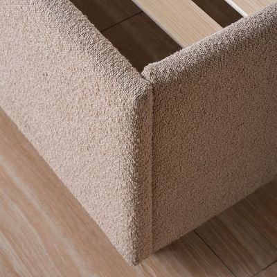 Travvy 150x200 Upholstered Queen Bed - Dark Beige - With 3-Year Warranty