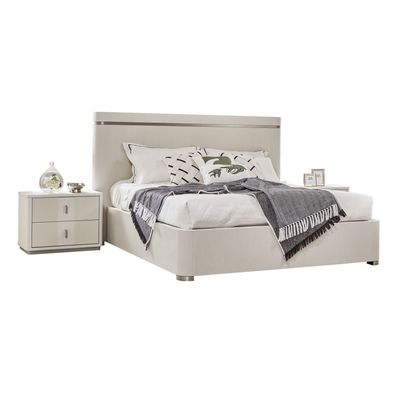 Aries 180X200 King Bed w/ 2 Nightstand and Dresser w/Mirror + Stool- L.Beige Oak Veneer