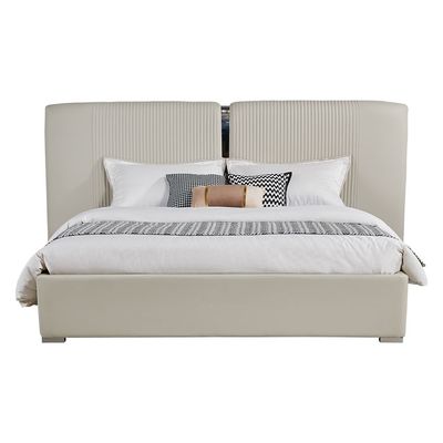 Grayson 180X200 King Bed W/2 Night Stand And Dresser Mirror W/Led + Stool - Grey / Silver 