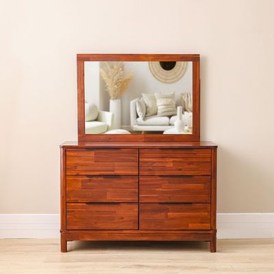 Artisan 180X200 Solid Wood King Bed+2Nightstands+Dresser+Mirror-Maroon Oak