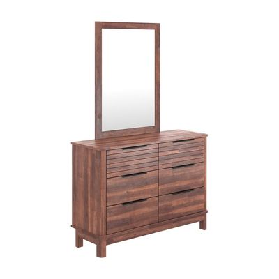 Artisan 180X200 Solid Wood King Bed+2Nightstands+Dresser+Mirror-Maroon Oak