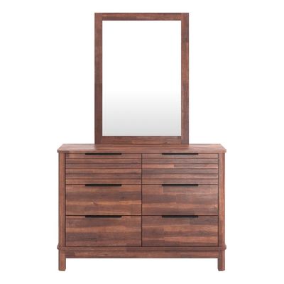 Artisan 180X200 Solid Wood King Bed+2Nightstands+Dresser+Mirror-Maroon Oak