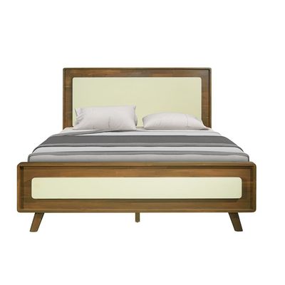 Driftwood 180X200 Solid Wood King Bed+2Nightstands+Dresser+Mirror-Brown & Cream