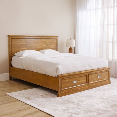 Canterbury 180X200 Solid Wood King Bed+2Nightstands+Dresser+Mirror-Brown & Grey