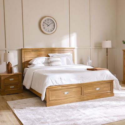 Canterbury 180X200 Solid Wood King Bed+2Nightstands+Dresser+Mirror-Brown & Grey
