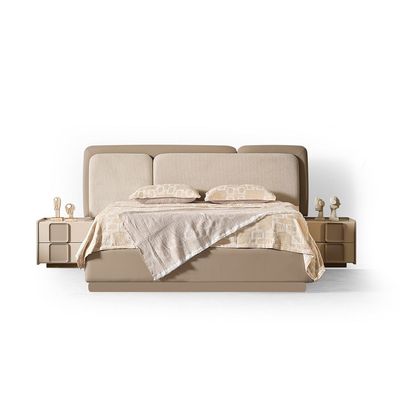 Mirante 200X200 Super King Bed With  2 Night Stand And Dresser With Mirror + Stool - Grey