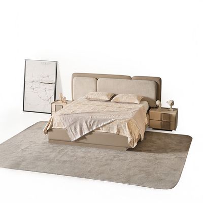 Mirante 200X200 Super King Bed With  2 Night Stand And Dresser With Mirror + Stool - Grey