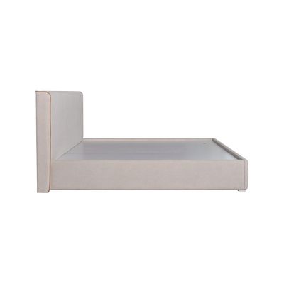 Selena 180x200 Upholstered King Bed Set w/2 Night Stand + Dressor Mirror Stool + 6 Door Wardrobe – Beige/Mirror