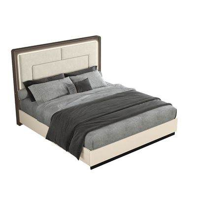 Shine 180X200 King Bed Set w/ LED and 2 Night Stand w/ Dresser Mirror - Beige