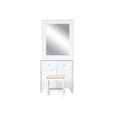 Adria Dresser with Mirror and Stool - White