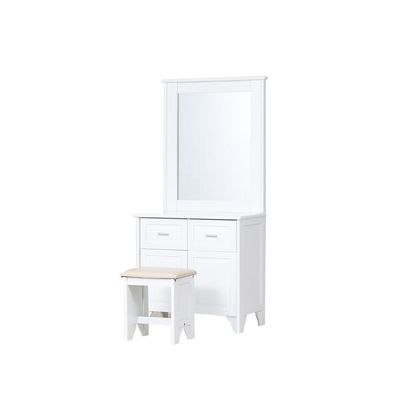 Adria Dresser with Mirror and Stool - White