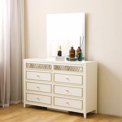 Hernan Dresser with Mirror - White Glossy / Golden