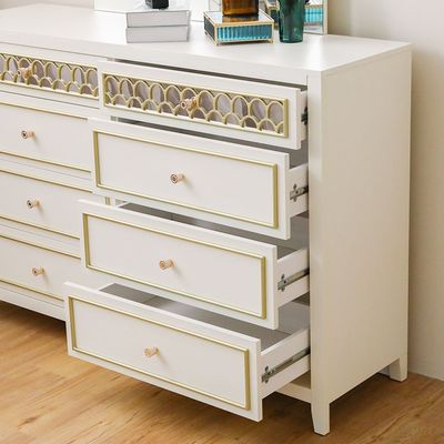 Hernan Dresser with Mirror - White Glossy / Golden