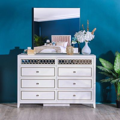 Hernan Dresser with Mirror - White Glossy / Golden