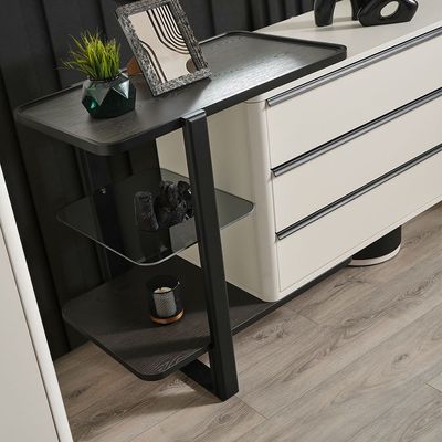 Jehangir Dresser with Mirror - White/Black - With 2-Year Warranty