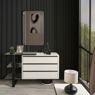 Jehangir Dresser with Mirror - White/Black - With 2-Year Warranty