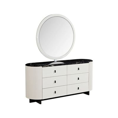 Krisalis Dresser with Mirror and Stool - Beige/Black - With 2-Year Warranty