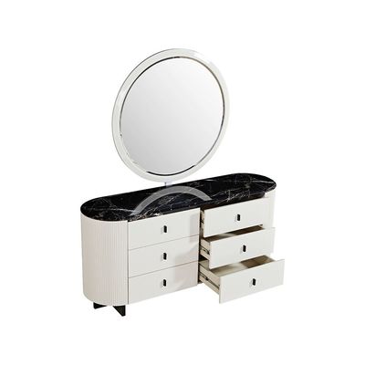 Krisalis Dresser with Mirror and Stool - Beige/Black - With 2-Year Warranty