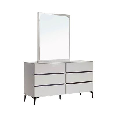 Santelmo Dresser with Mirror - High Gloss Light Grey - With 2-Year Warranty