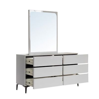 Santelmo Dresser with Mirror - High Gloss Light Grey - With 2-Year Warranty