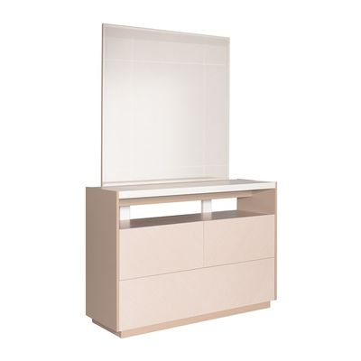 Colleen 4 Drawer Dresser with Mirror and Stool - Beige/White