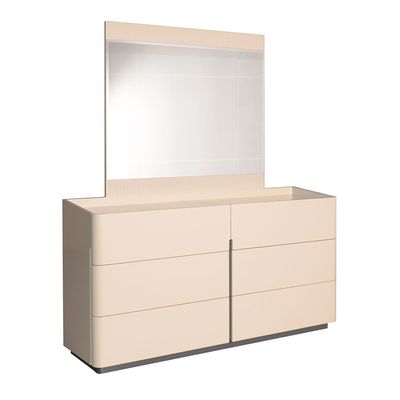 Mulligan 6 Drawer Dresser with Mirror and Stool - Beige/Khaki