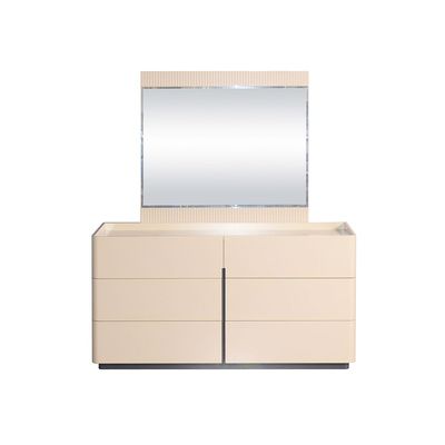 Mulligan 6 Drawer Dresser with Mirror and Stool - Beige/Khaki
