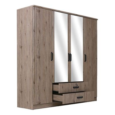 Raymond 4 Door Wardrobe - Summer Oak -2 Year Warranty