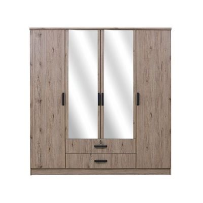 Raymond 4 Door Wardrobe - Summer Oak -2 Year Warranty