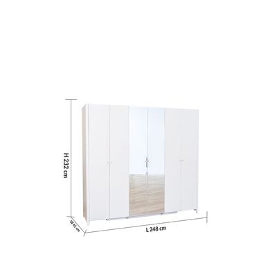 Hernan 6 Door Wardrobe - White Glossy / Golden