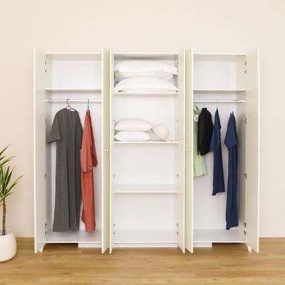 Hernan 6 Door Wardrobe - White Glossy / Golden