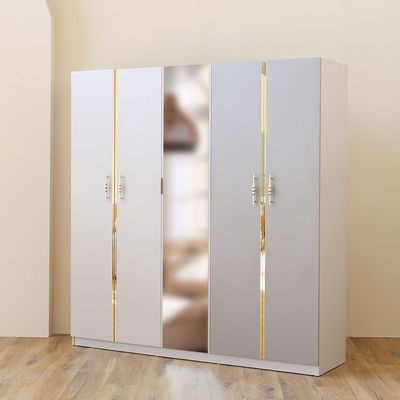 Helen Five door Wardrobe  - Grey / Gold