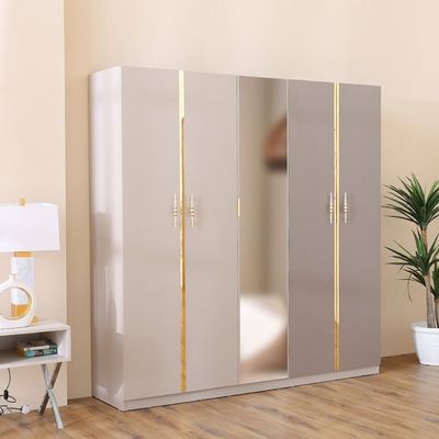 Helen Five door Wardrobe  - Grey / Gold