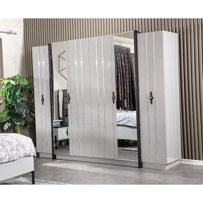 Form 6 Door Wardrobe - Grey / Black