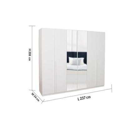 Serenity 6-Door Wardrobe - White - With 2-Year Warranty