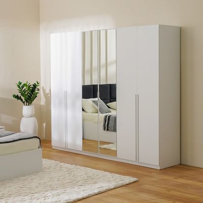 Serenity 6-Door Wardrobe - White - With 2-Year Warranty