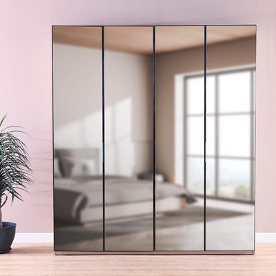 Defne 2-Meter Wardrobe - Cream/Black - With 5-Year Warranty