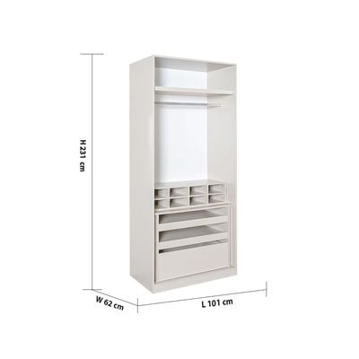 Defne 1-Meter Wardrobe - Cream/Black - With 2-Year Warranty