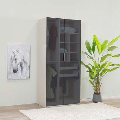 Defne 1-Meter Wardrobe - Cream/Black - With 5-Year Warranty