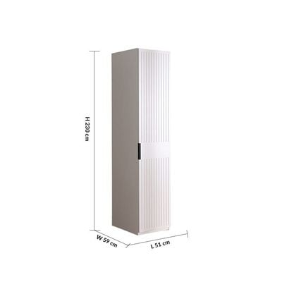 Defne Right-Door Wardrobe - Cream/Black - With 2-Year Warranty