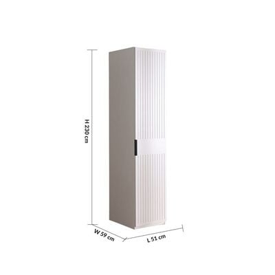 Defne Left-Door Wardrobe - Cream/Black - With 2-Year Warranty