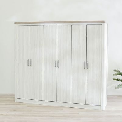 Olivos 6-Door Wardrobe - Ash Grey/Oak - With 2-Year Warranty