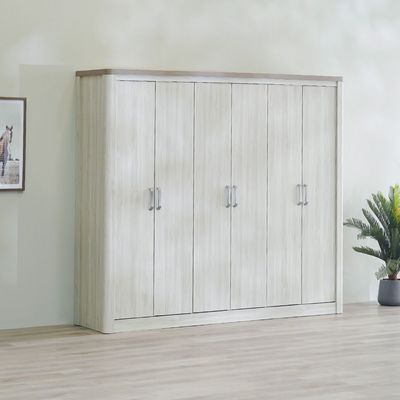 Olivos 6-Door Wardrobe - Ash Grey/Oak - With 2-Year Warranty