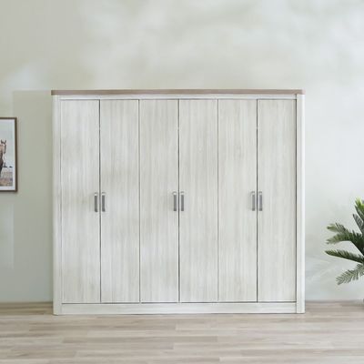 Olivos 6-Door Wardrobe - Ash Grey/Oak - With 2-Year Warranty