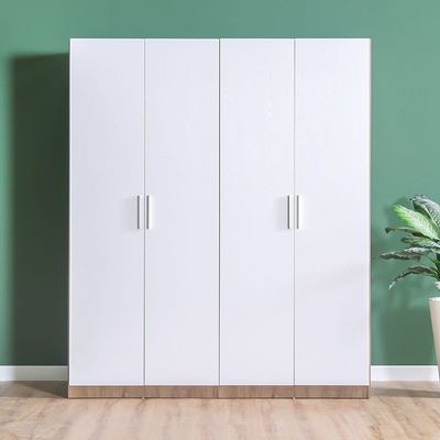 New Allano 4-Door Wardrobe - Dark Oak/White - With 2-Year Warranty