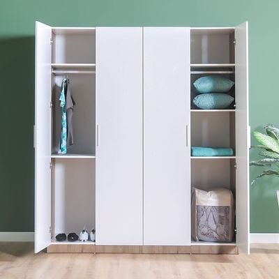 New Allano 4-Door Wardrobe - Dark Oak/White - With 2-Year Warranty