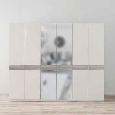 Hugo 6-Door Wardrobe - White/Grey - With 2-Year Warranty
