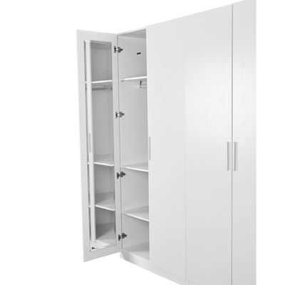 Thomas / New Allano /Kensley  4 Door Wardrobe w/ Mirror inside - White